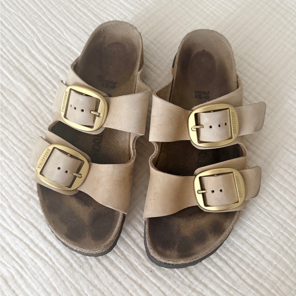 Birkenstock Sandals with Gold Buckles